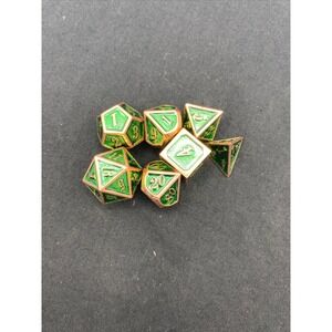 DND Polyhedral Metal Dice Set Green Copper TTRPG RPG 7pc Emerald Heavy Gamer